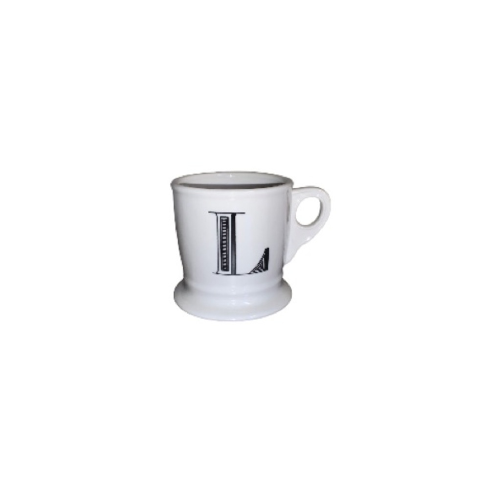 Anthropologie Cream and Black Ceramic Letter L Monogram Mug